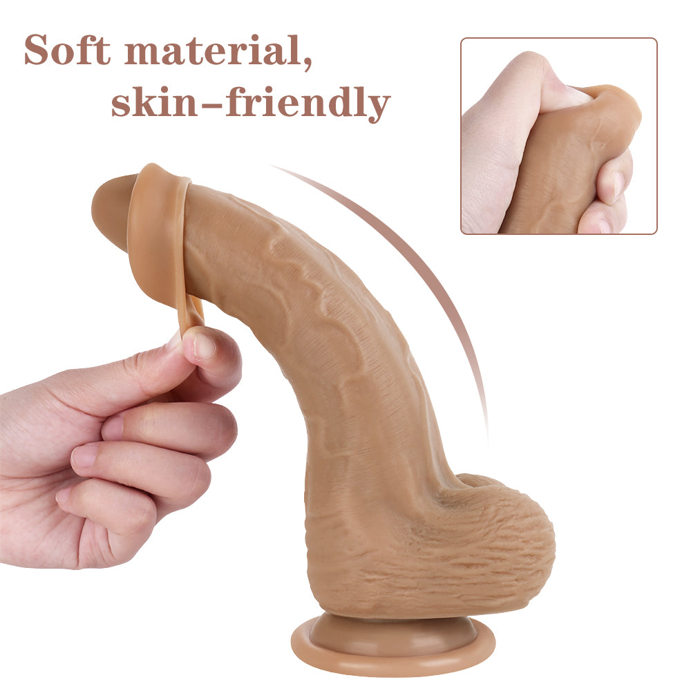 8 Inch Brown Silicone Uncircumcised Dildo