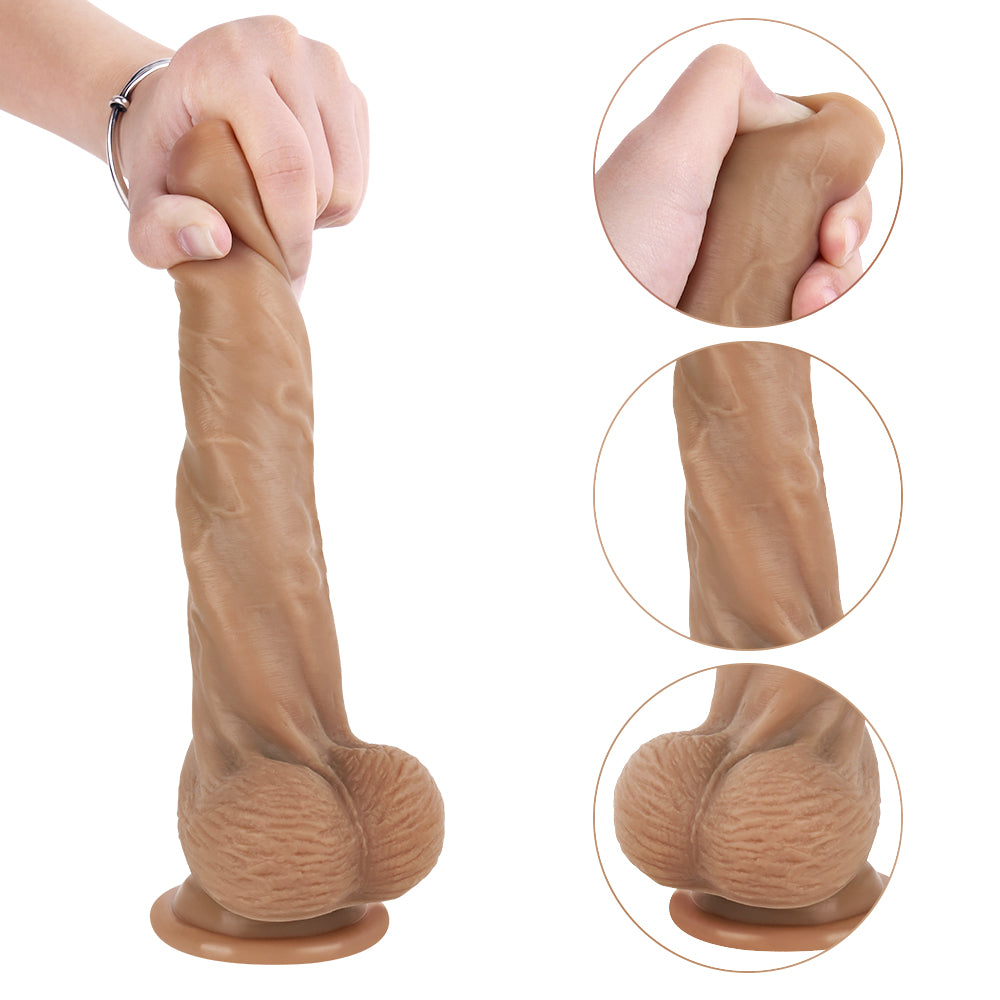 8 Inch Brown Silicone Uncircumcised Dildo