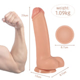 Load image into Gallery viewer, 3 inch Diameter Flesh Curved Realistic Dildo