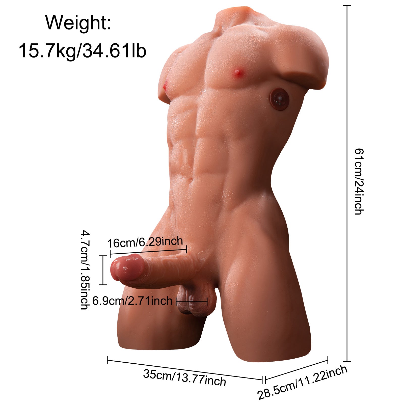 7inch Dildo Thrusting Male Torso Sex Doll