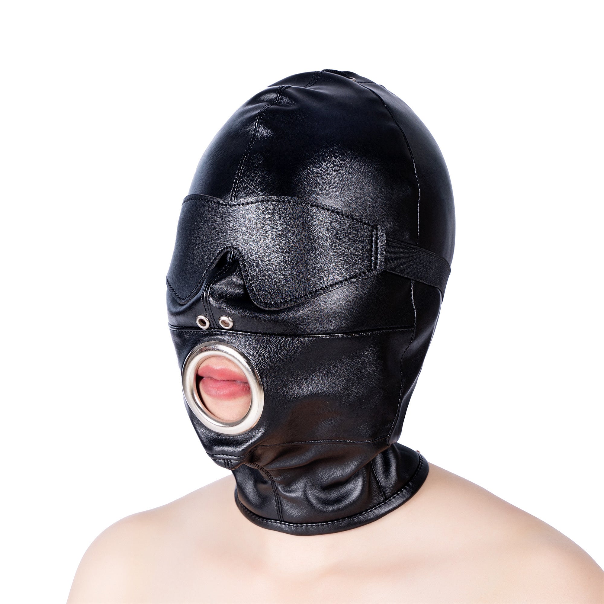 BDSM Slave Black hood Dildo Gag