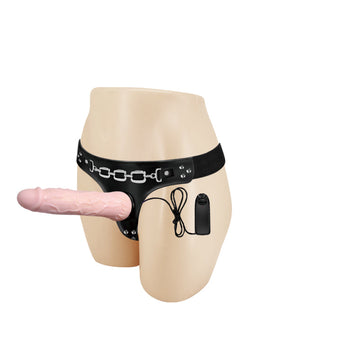 Vibrating Vac U Lock Pink Silicone Dildo Strap On
