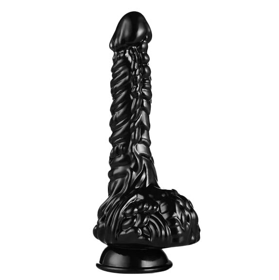 9 Inch Black Textured Dragon Dildo