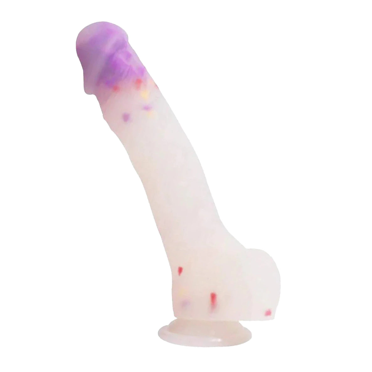 Clear Silicone 9 inch Purple Confetti Dildo
