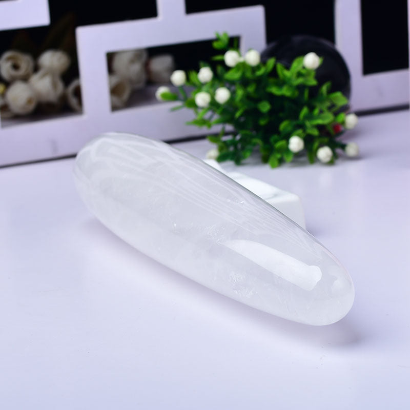 Large white transparent crystal dildo