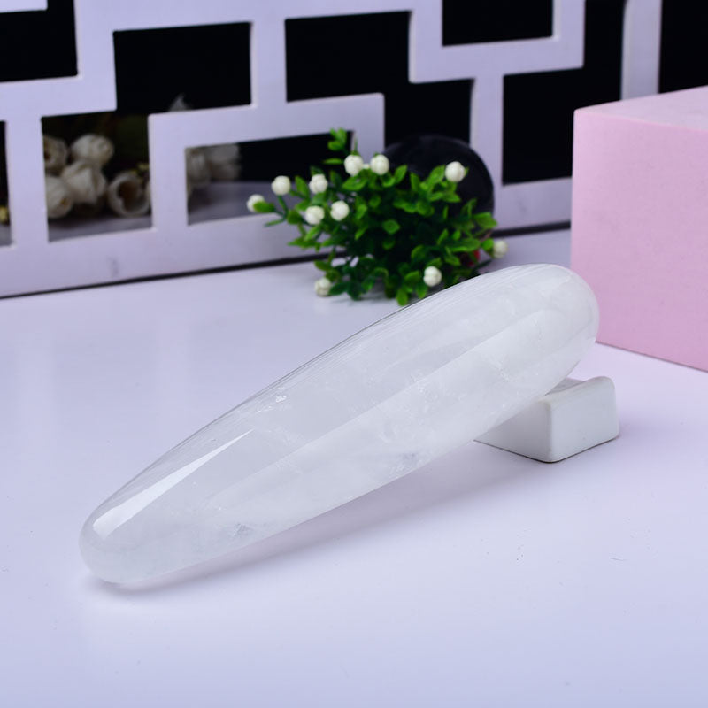 Large white transparent crystal dildo