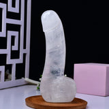 画像をギャラリー ビューアにロード White Jade Quartz Crystal Penis Dildo