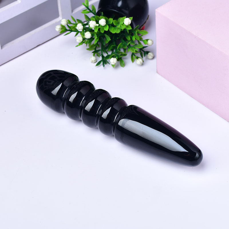 Black crystal thread dildo