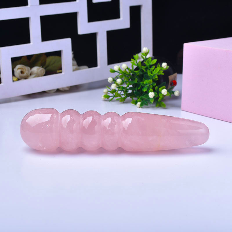 Smooth Dildo Four Ring Pink Crystal Dildo