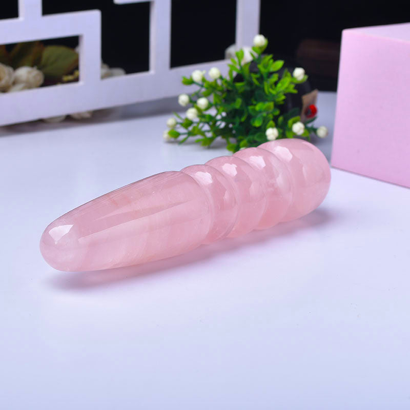 Four ring pink crystal dildo