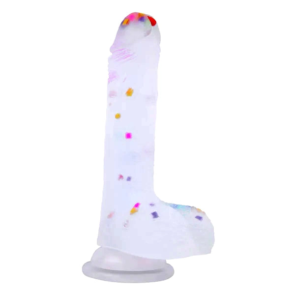Frosted Confetti 7 Inch Silicone Dildo