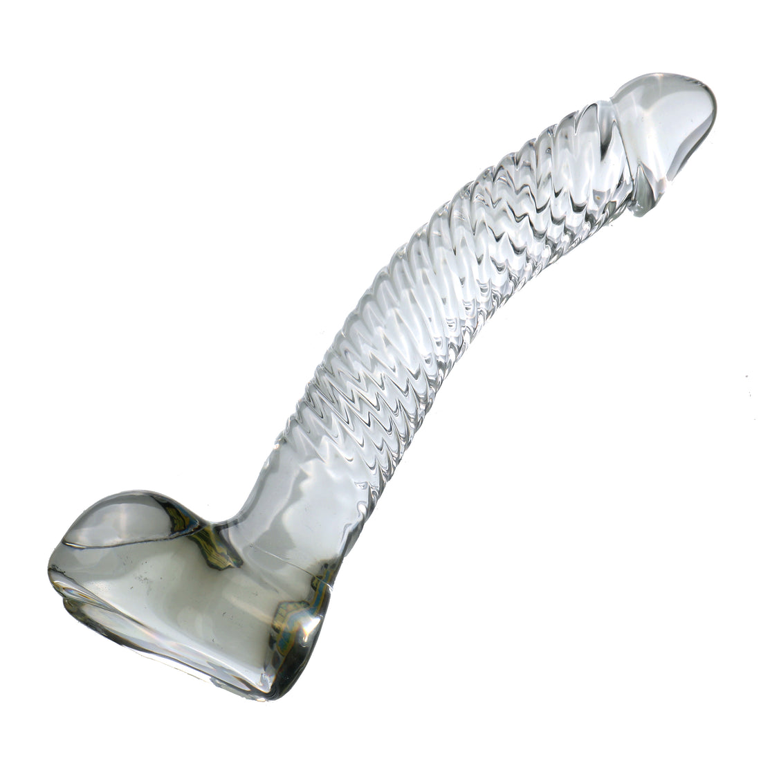 7 Inch Durable Curved Ribbed Glass Dildo