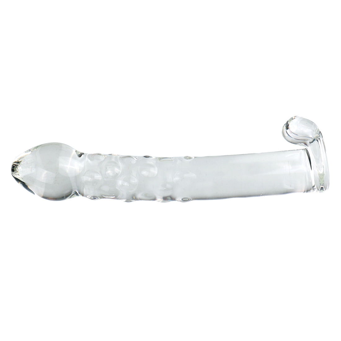 Drill Bit Clear Raised Glass Dildo