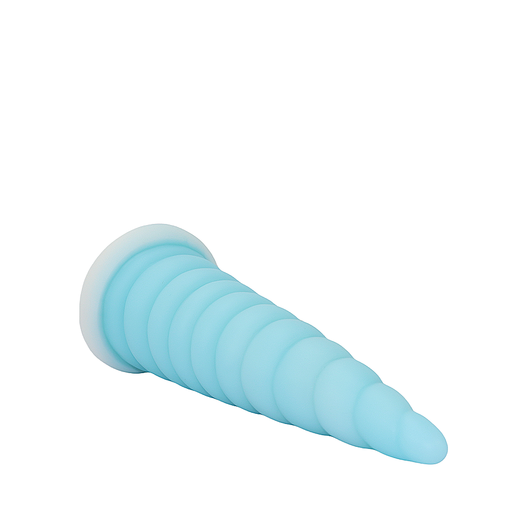 8 Inch Blue Spiral Cone Unicorn Dildo