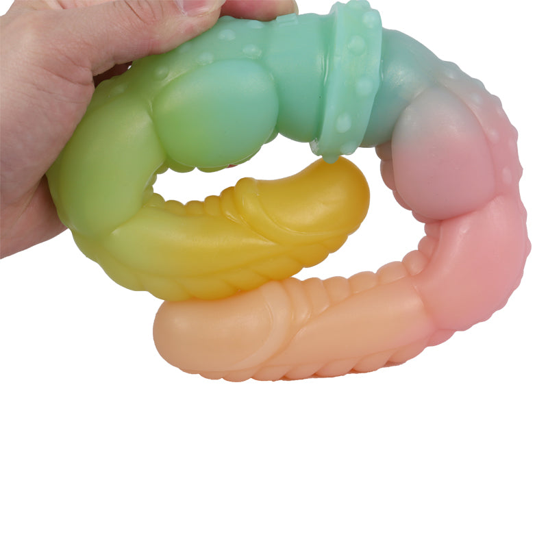 Rainbow Colored Dragon Penis Double Dildo