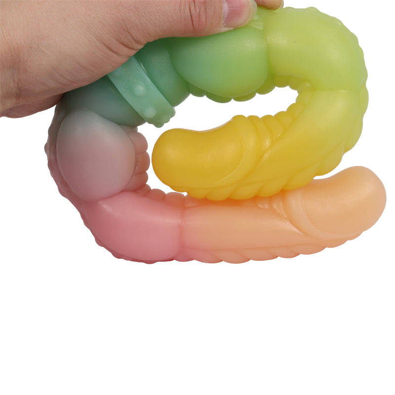 Rainbow Colored Dragon Penis Double Dildo