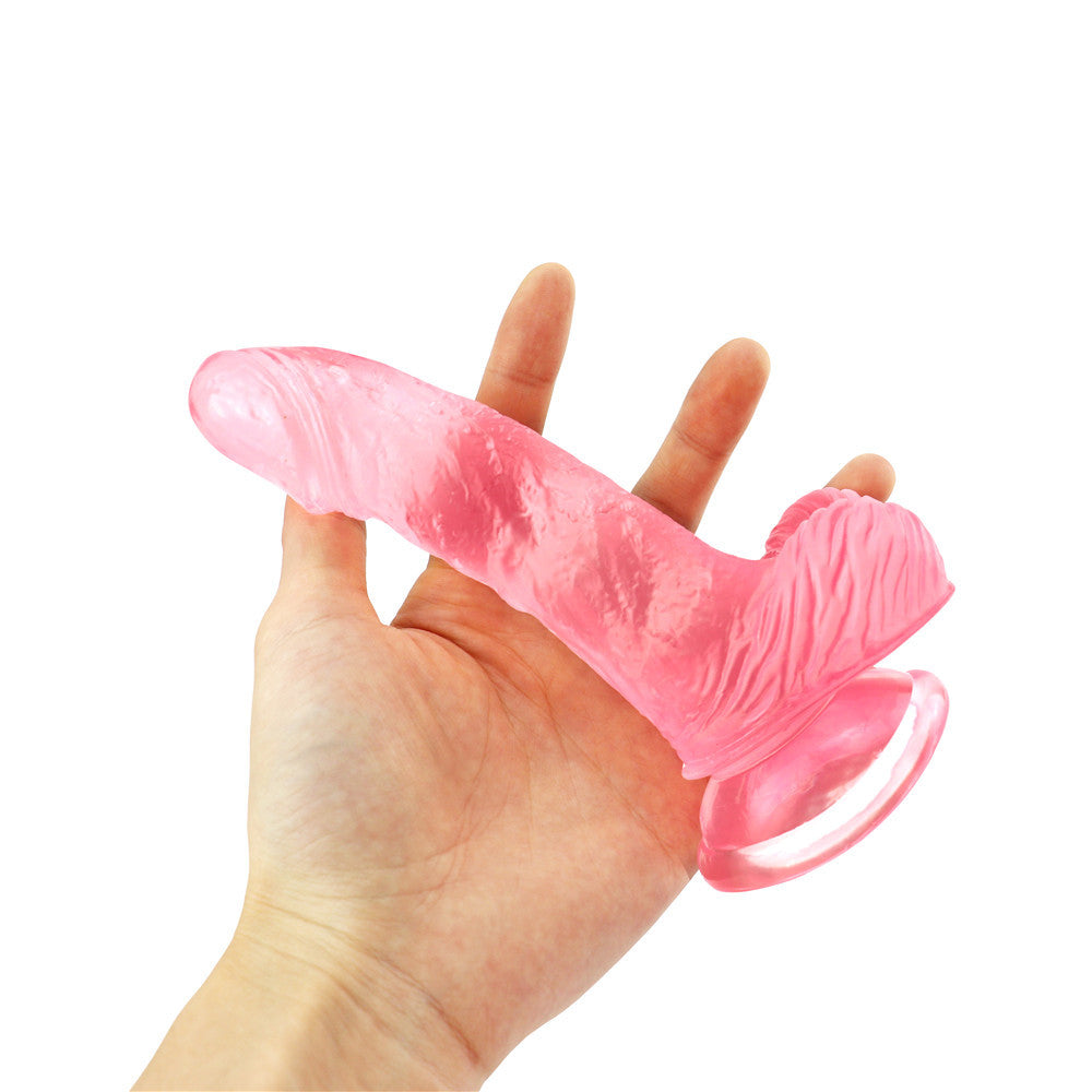 6 Inch Curved Jelly Small Pink Dildo