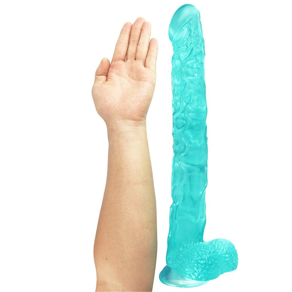 Ocean Blue Jelly Clear Long Dildo