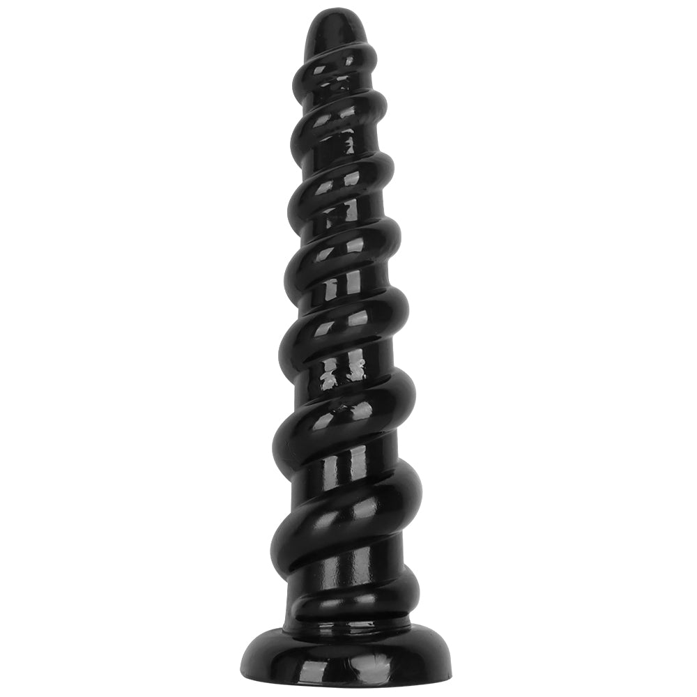 Black Threaded Ribbed 13 Inch Dildo