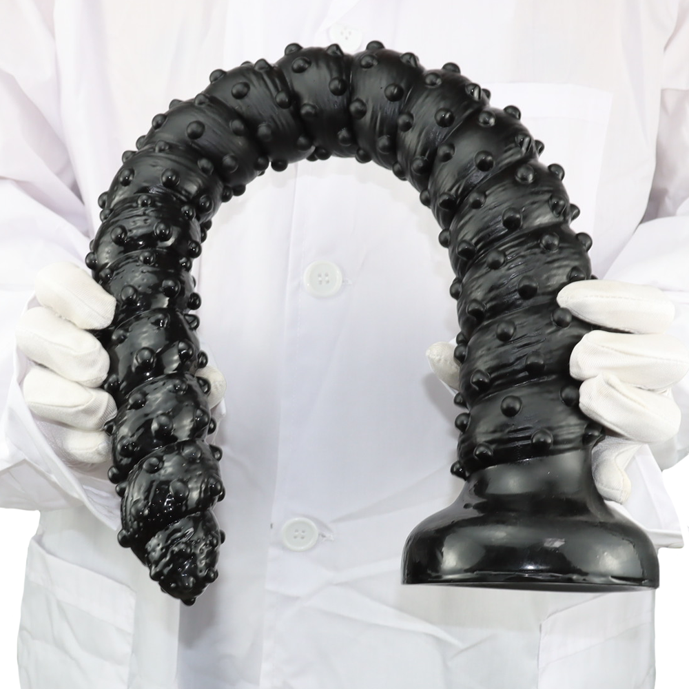 23 Inch Spiked Beaded Black Long Dildo