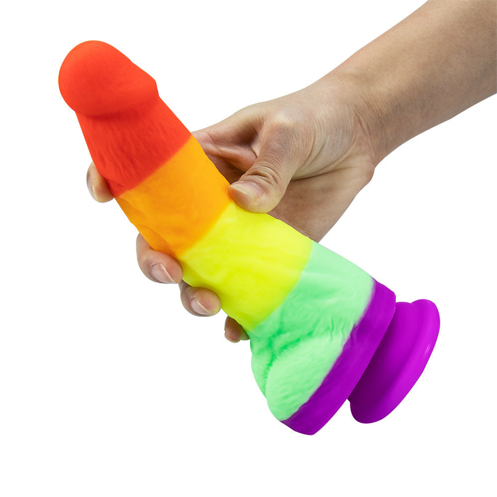 Rainbow Silicone Simulation Penis Dildo