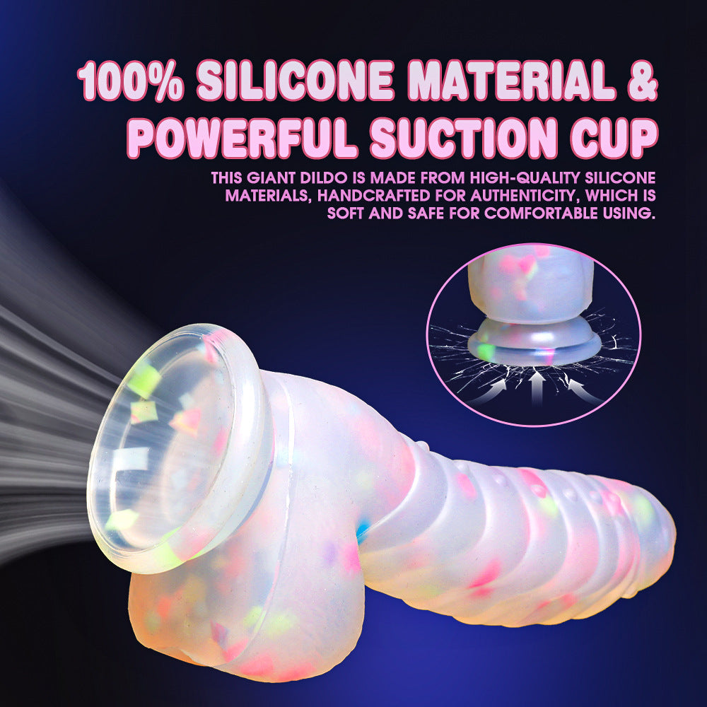 Glow In The Dark Dragon 7 Inch Confetti Dildo