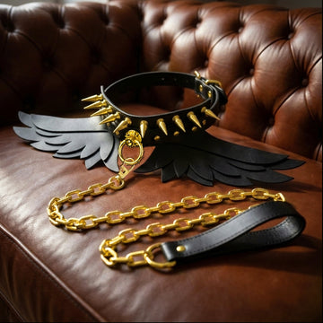 Punk Rivet Traction Chain Training BDSM Collar