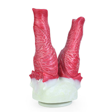 Red Dual Tentacle Textured Silicone Butt Plug