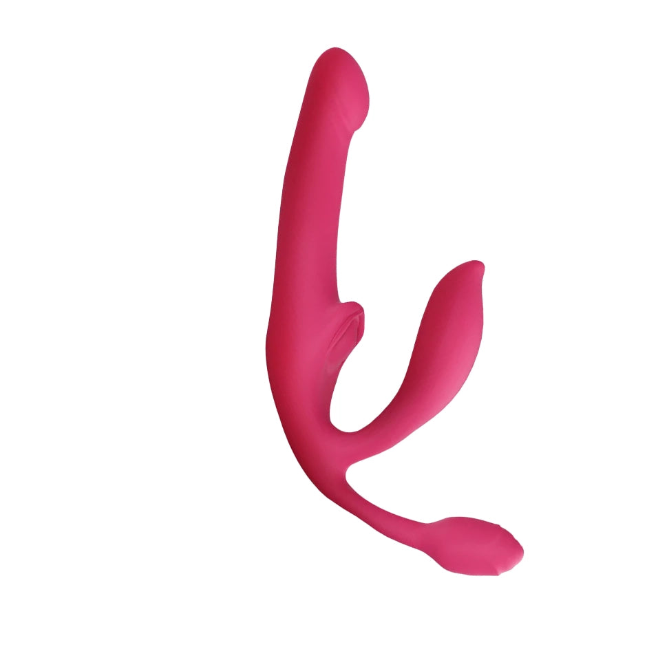 Pink vibrierendes Schub trägerloser Riemen am Dildo