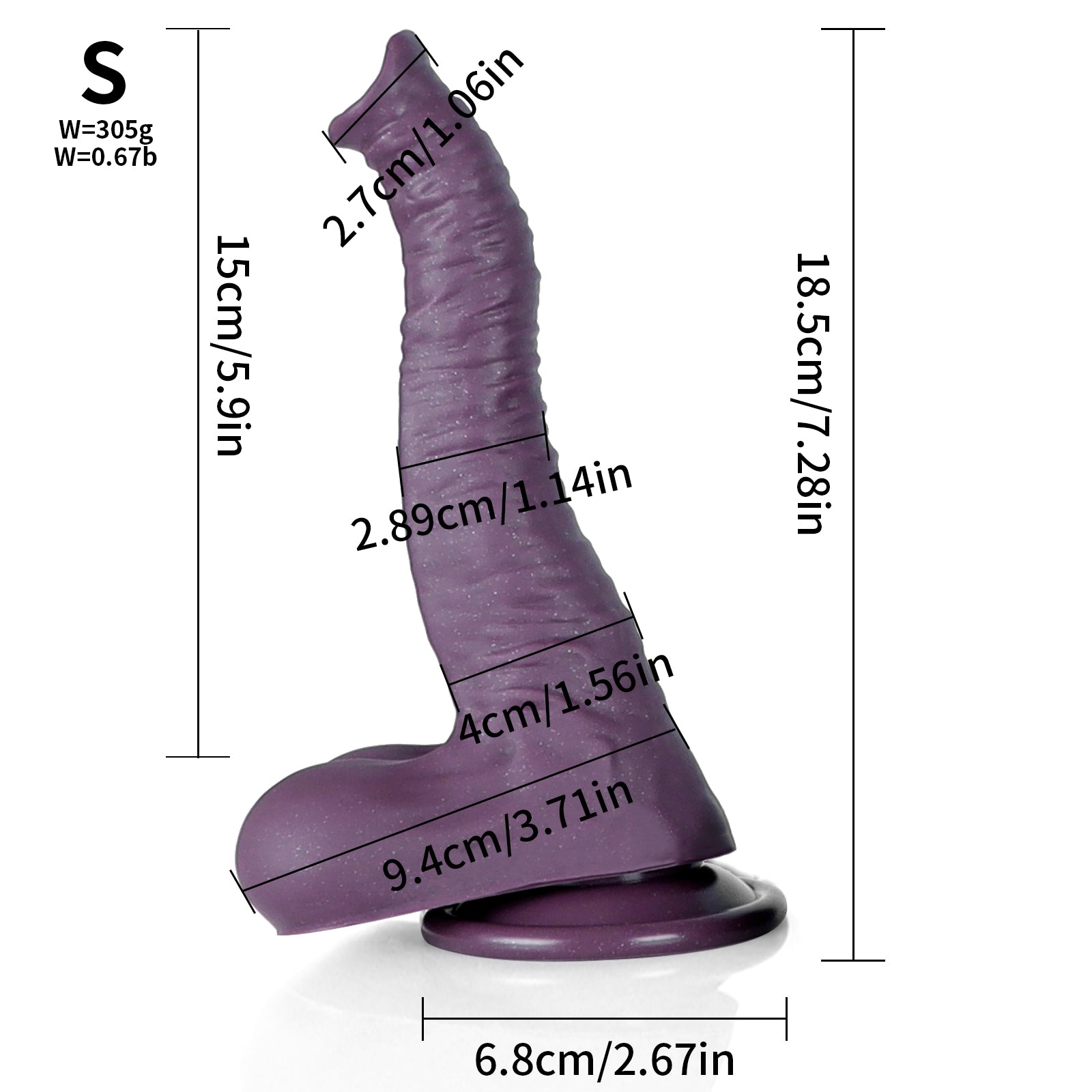 Purple Silicone Elephant Trunk Monster Dildo With Balls