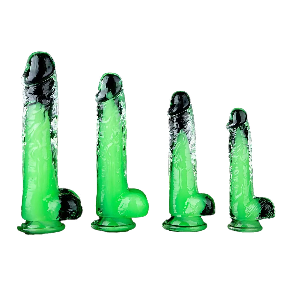 Zwei farbige Geleengrün -Sandwich -Dildo