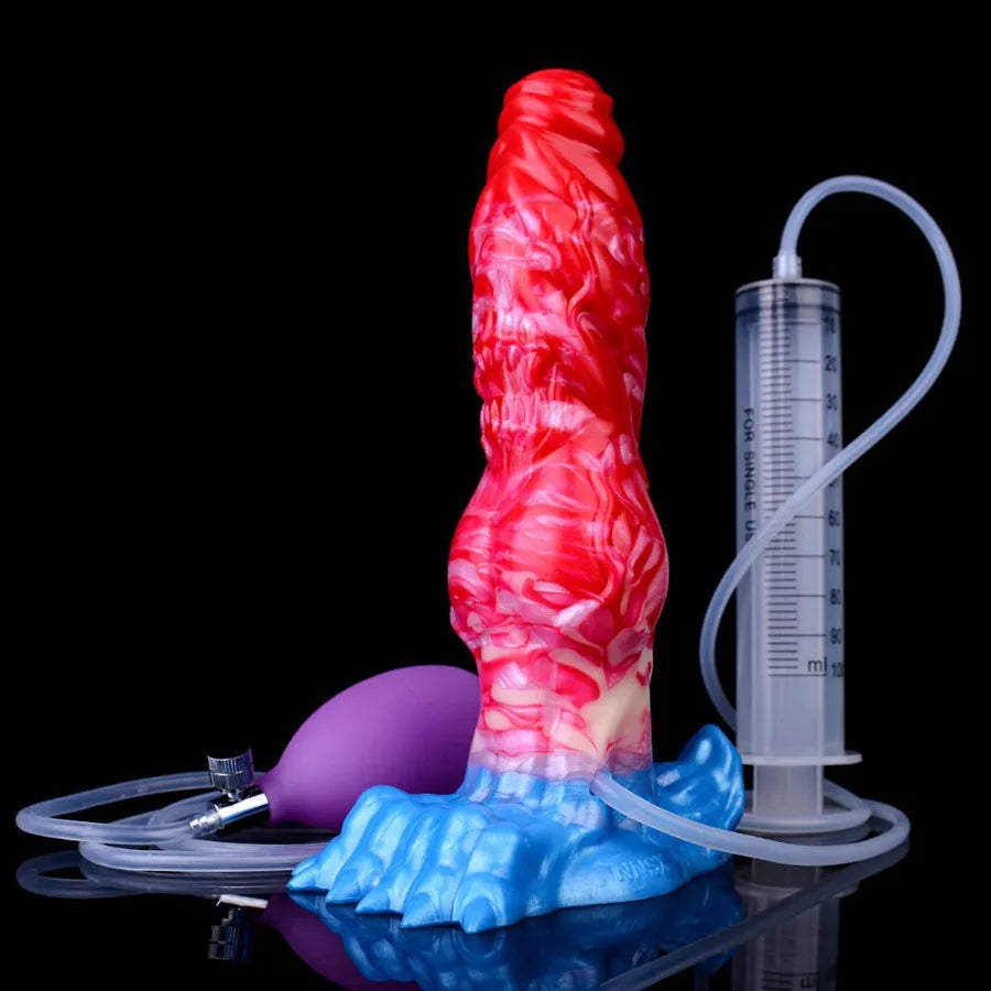 Monster knot inflatable ejaculation dildo