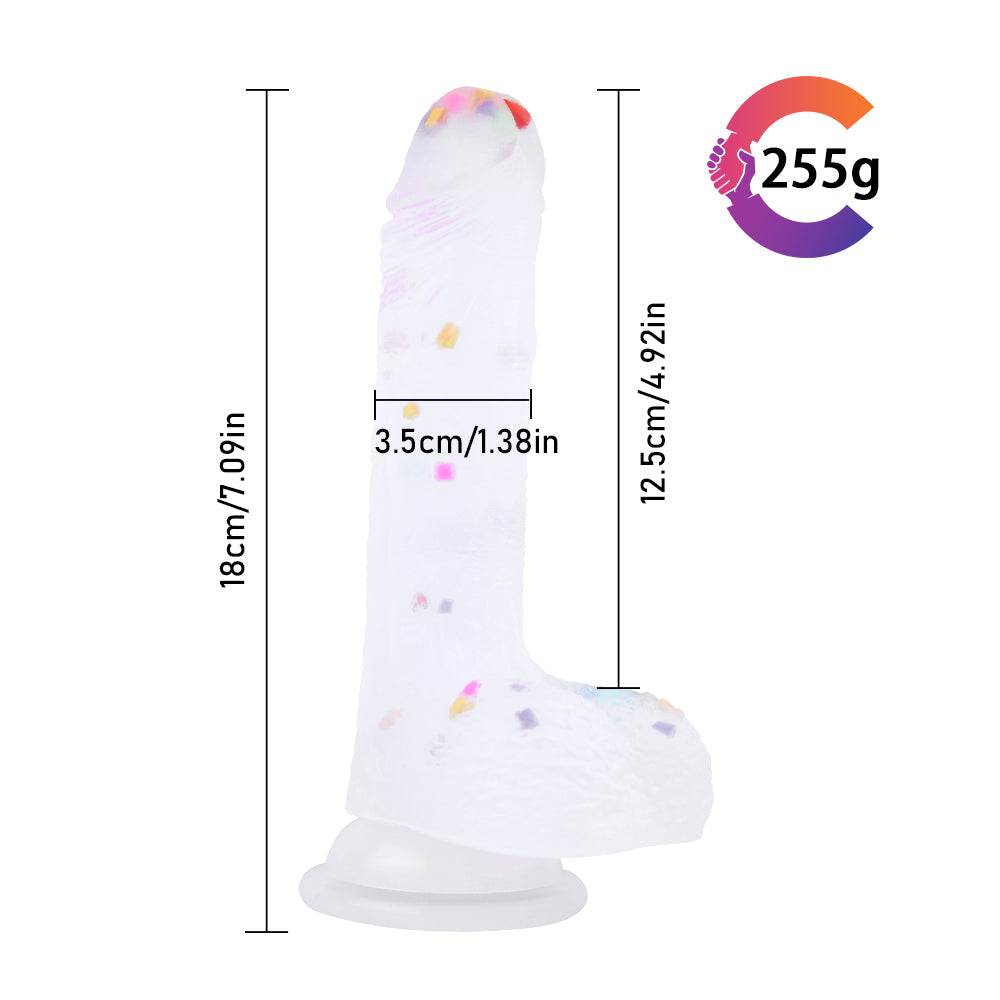 Frosted Confetti 7 Inch Silicone Dildo