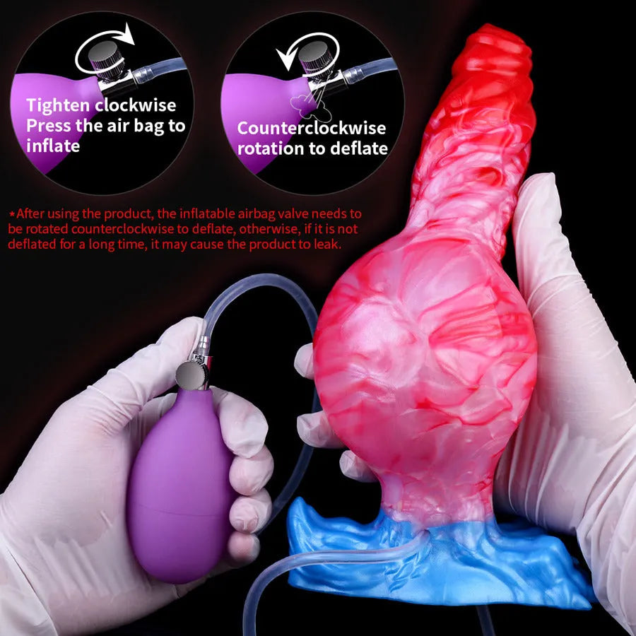 Monster knot inflatable ejaculation dildo