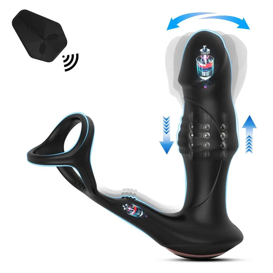 Thrusting Cock Ring Remote Control Prostate Massager