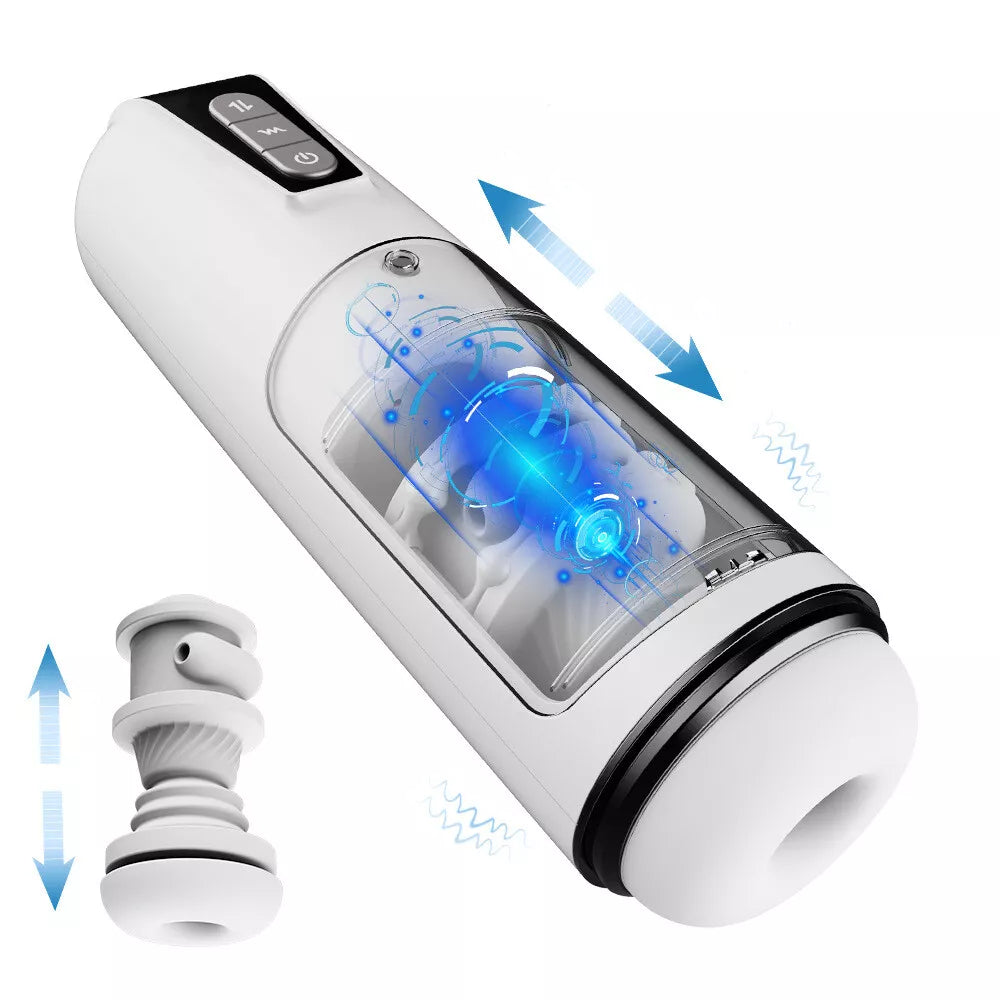 White Retractable waterproof Automatic Blowjob Machine