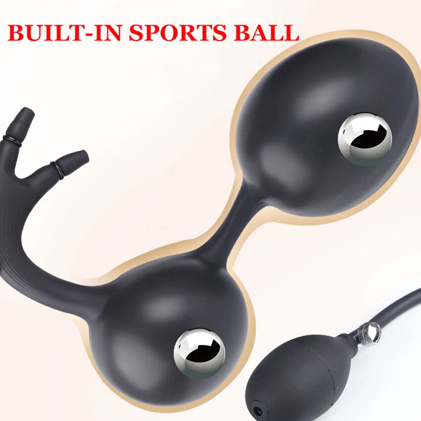 Beads Inflatable Prostate Anal Plug Dual Pump