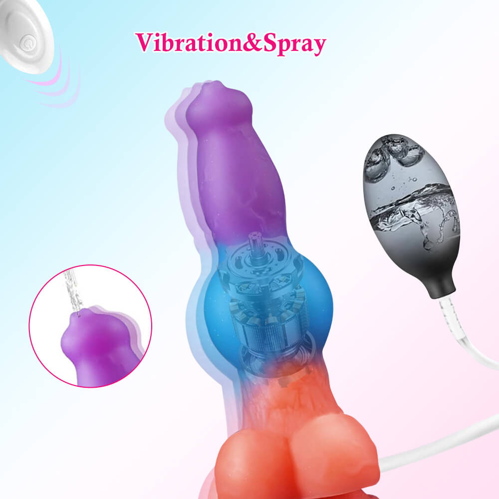 Remote Controlled Vibrating Squirting Dog Dildo