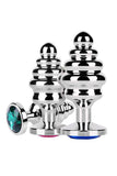 Charger l&#39;image dans la galerie, Classic Stainless Steel Ribbed Butt Plug With Sparkly Jewel Base Toys