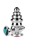 Load image into Gallery viewer, Classic Stainless Steel Ribbed Butt Plug With Sparkly Jewel Base Toys