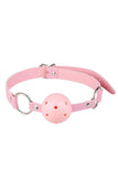 Load image into Gallery viewer, Breathable Pink Leather Ball Mouth Gag