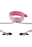 Load image into Gallery viewer, Pink Leather Collar With Nipple Clamps Set &amp; Pasties