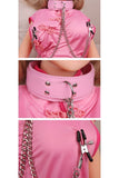 Laden Sie das Bild in den Galerie-Viewer, Pink Leather Collar With Nipple Clamps Set &amp; Pasties