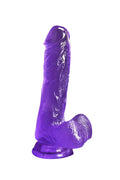 Tpe Soft Crystal Jellies Realistic Dildo With Scrotum Bottom Base Purple / S