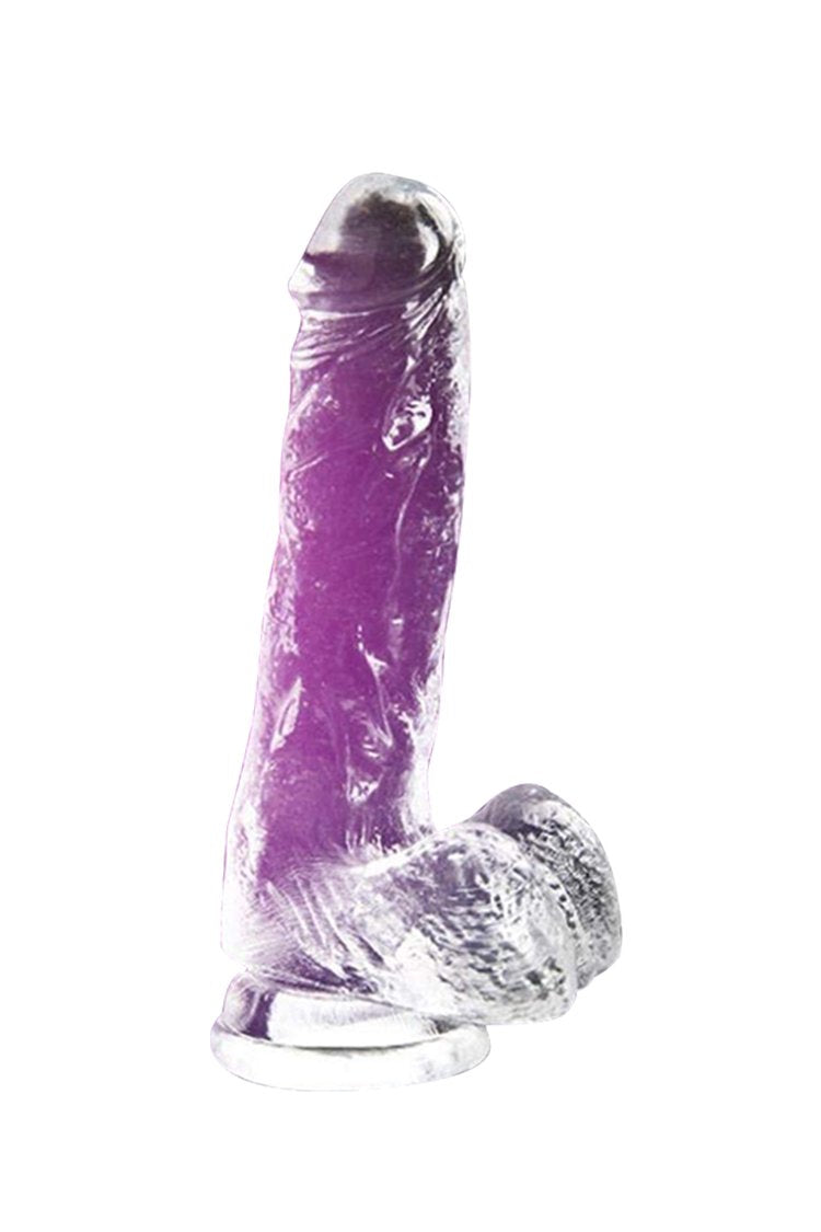 Tpe Soft Crystal Jellies Realistic Dildo With Scrotum Bottom Base Transparent / S