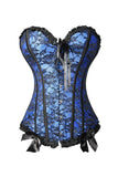 Load image into Gallery viewer, Floral Lace Bowknot Decorated Overbust Corset Blue / S Waist Trainer