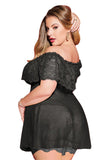 Load image into Gallery viewer, Plus Size Off Shoulder Lace Sexy Short Dress Babydoll