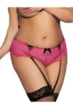 Charger l&#39;image dans la galerie, Floral Lace Panties With Garter Belt Pink / M