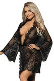 Load image into Gallery viewer, Plus Size Sexy Floral Lace Sheer Robe Set Black / M