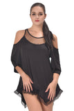 Load image into Gallery viewer, Plus Size Sheer Lace Cold Shoulder Mini Dress Black / M